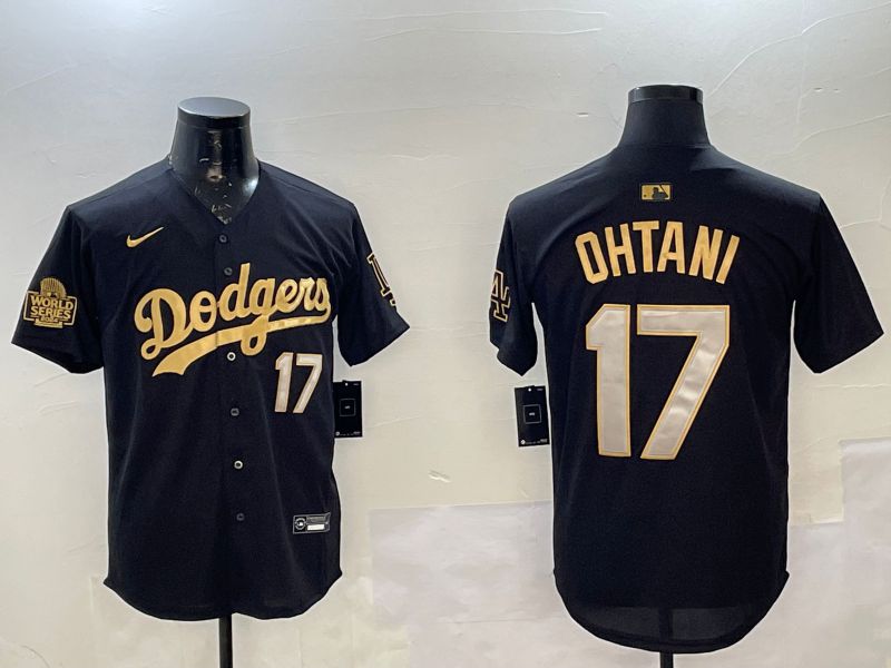 Men Los Angeles Dodgers #17 Ohtani Black Gold Game 2025 Nike MLB Jersey style 02256